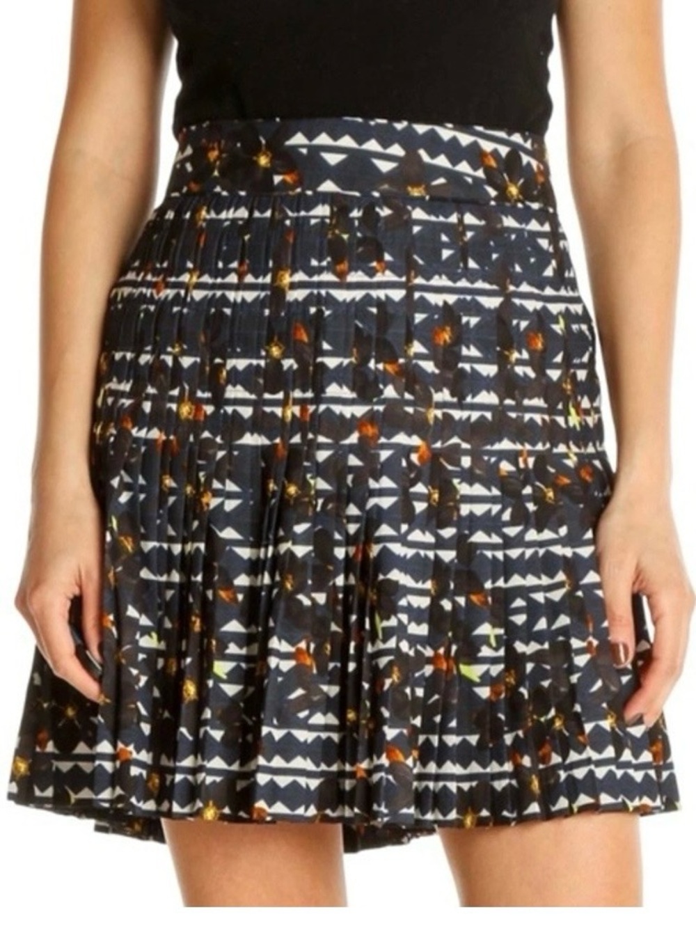 J.Crew Women’s  Pleated Skirt - Size 10 Lattice Hidden Floral Print